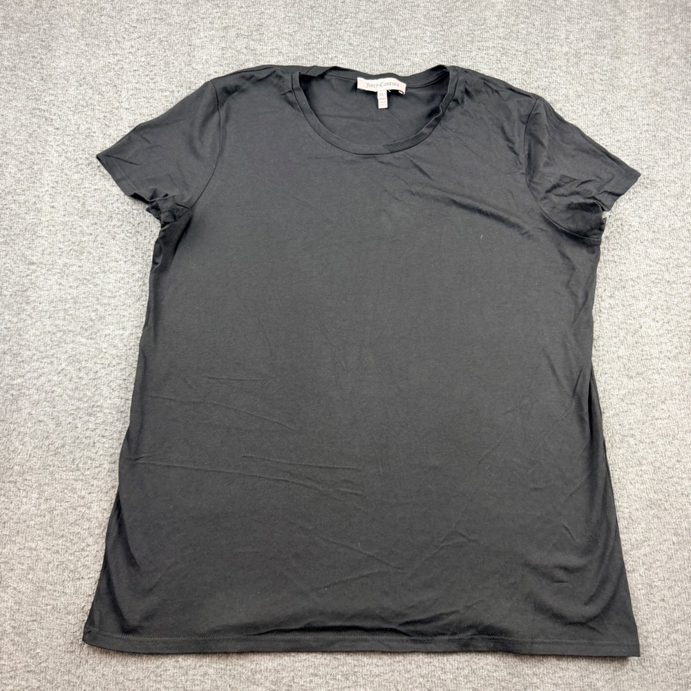 Juicy Couture Women's Black Short Sleeve Crew Neck T-Shirt XL Made in USA‎
